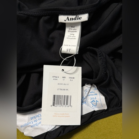 ANDIE SWIM Tulum One Piece Small Tall ST Long Torso in Black NWT 114 - Picture 6 of 9